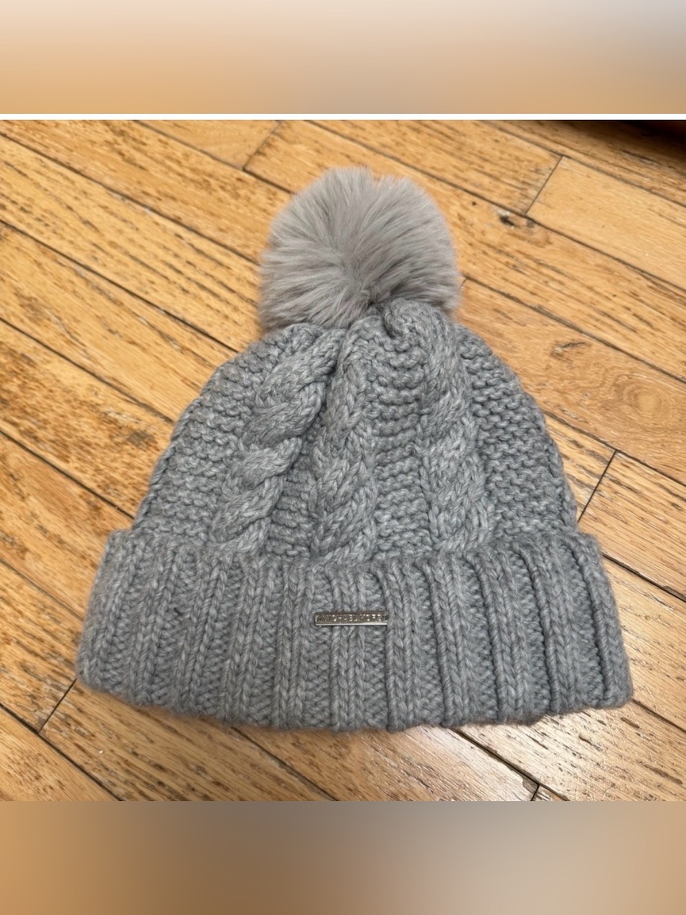 Michael Kors Cable Knit Beanie with Pom Pom